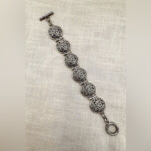 Suarti Bali Womens Heavy Sterling Silver Scroll Link Bracelet 7.25"